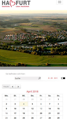 Stadt Haßfurt Mobileansicht der Webseite