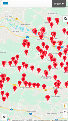 Warenautomaten /Mobileansicht Karte mit Standorten